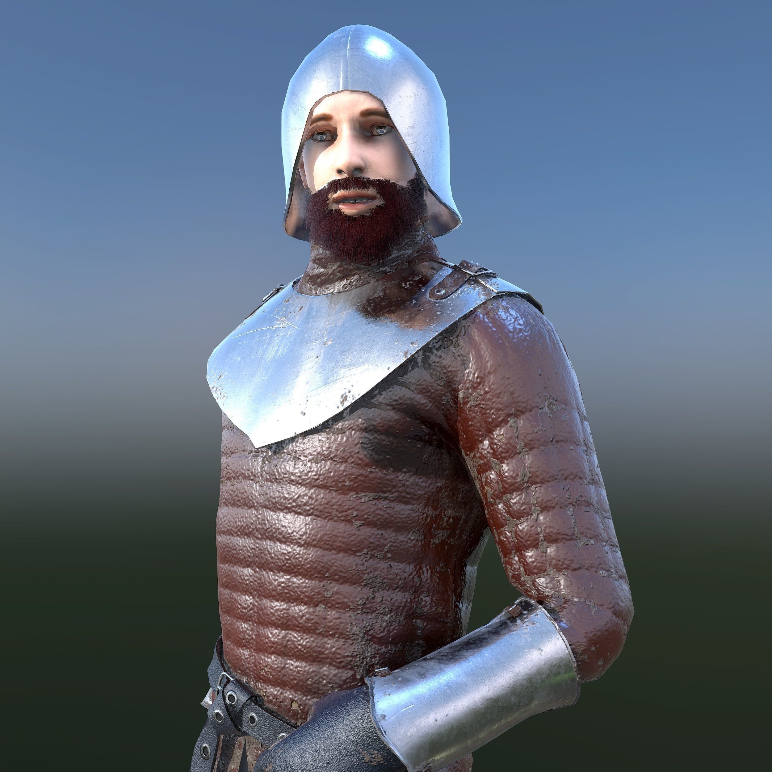 Solder medieval Low-poly 3D model_5