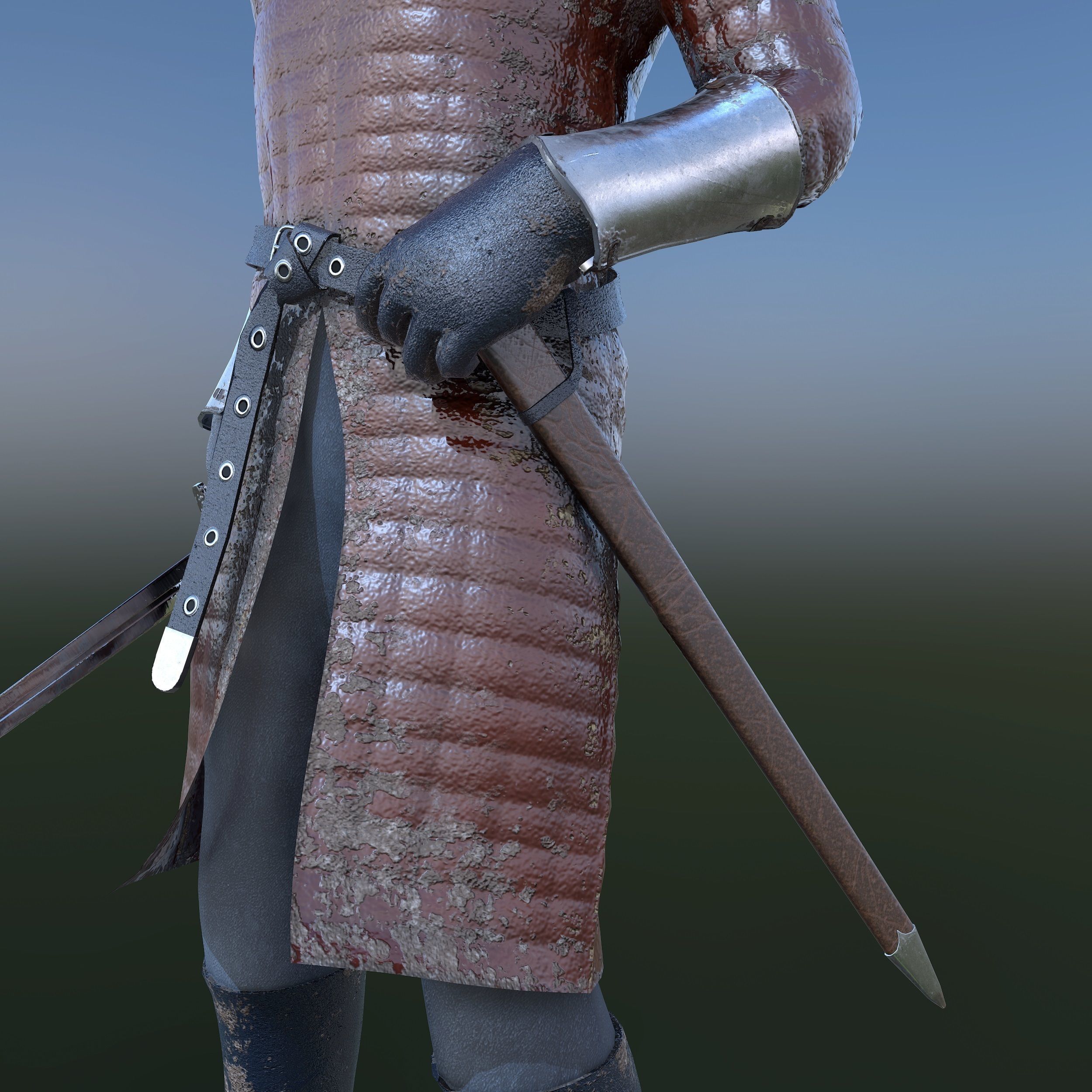 Solder medieval Low-poly 3D model_10