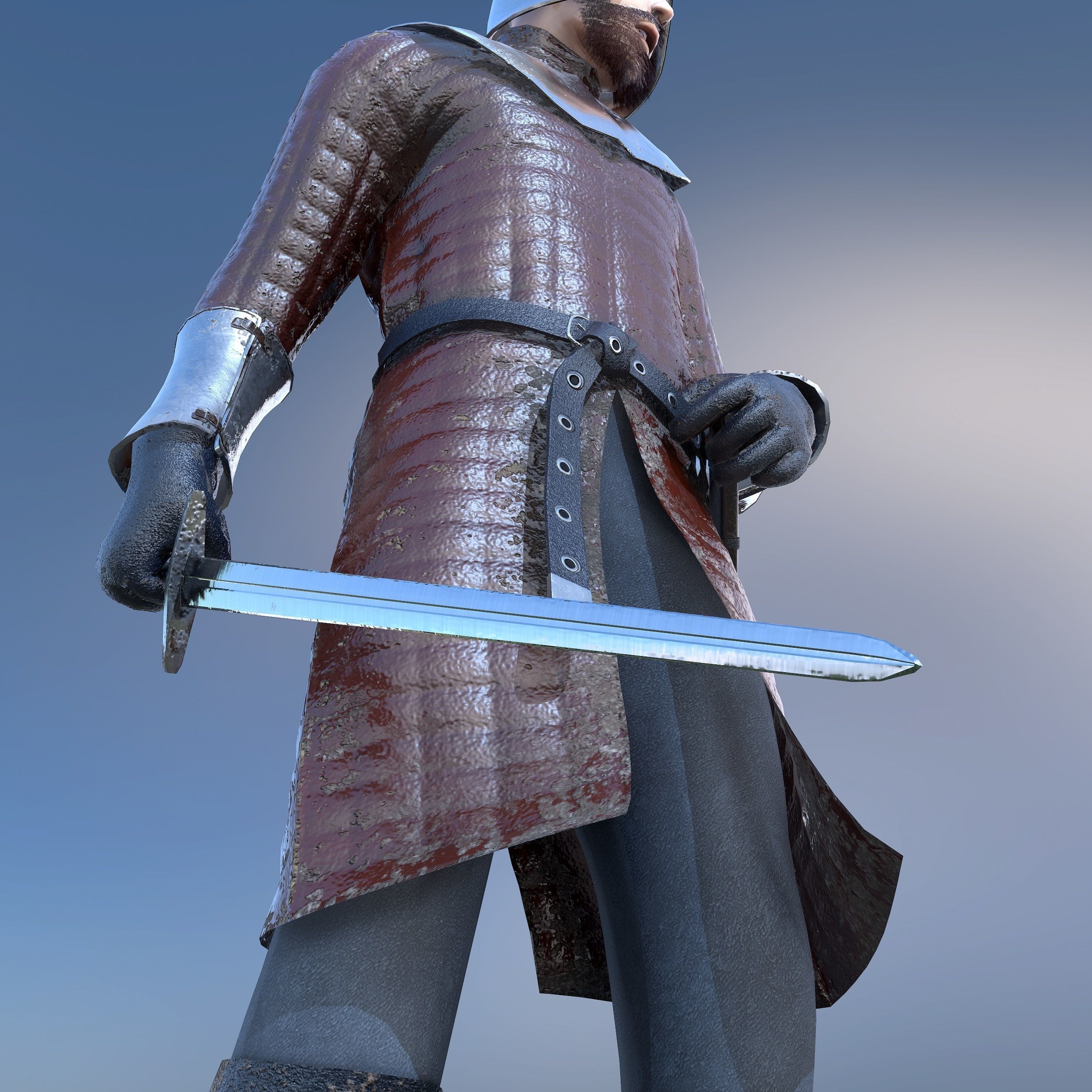 Solder medieval Low-poly 3D model_8