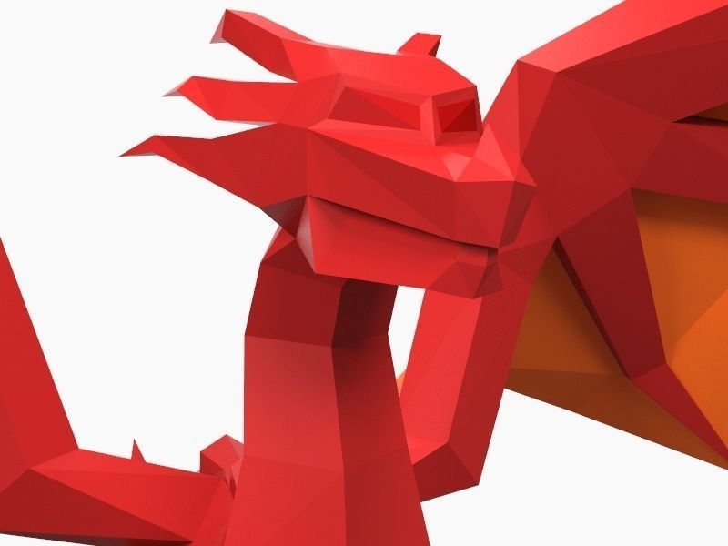Dragon low poly origami Low-poly 3D model_6