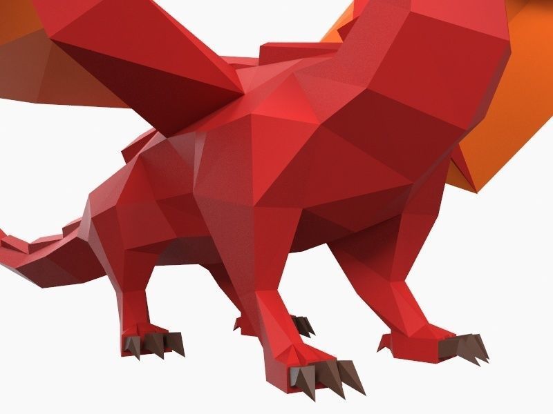 Dragon low poly origami Low-poly 3D model_7