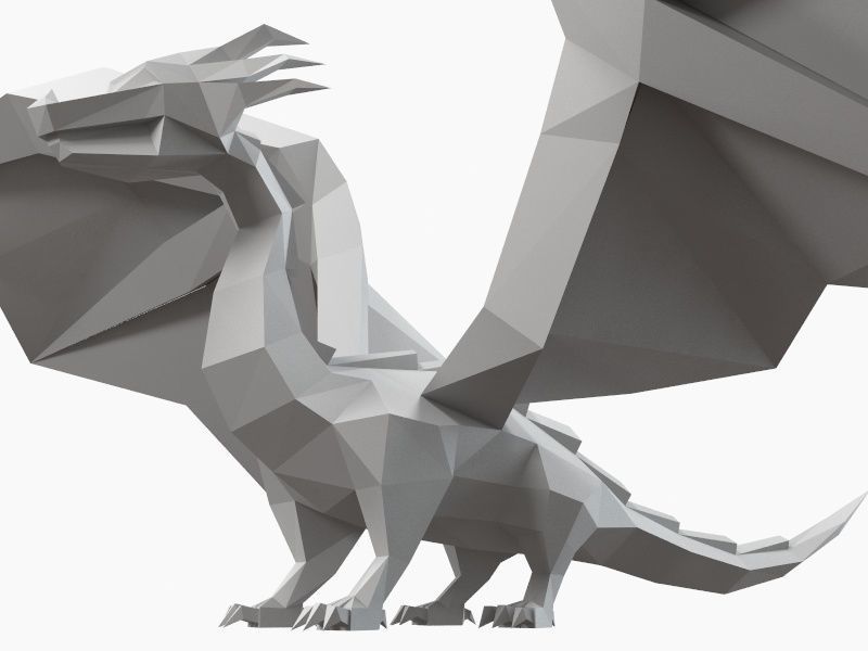 Dragon low poly origami Low-poly 3D model_9