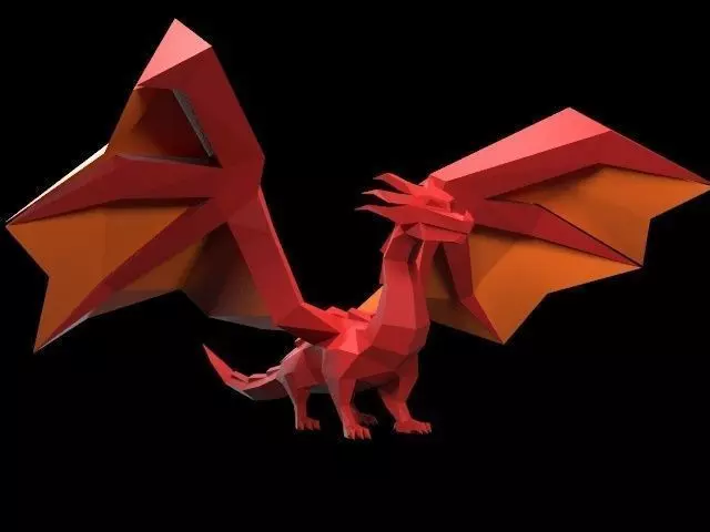 Dragon low poly origami Low-poly 3D model_0