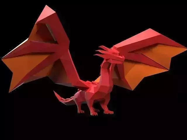 Dragon low poly origami Low-poly 3D model