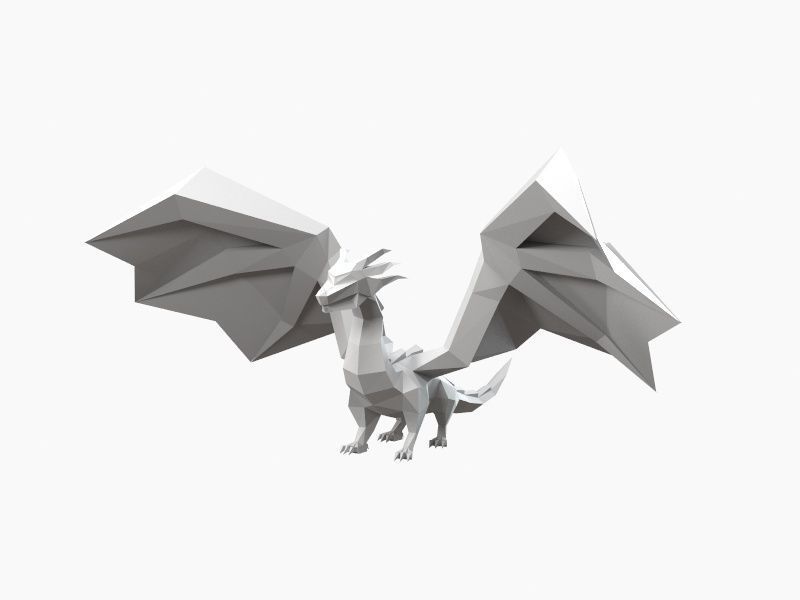 Dragon low poly origami Low-poly 3D model_11