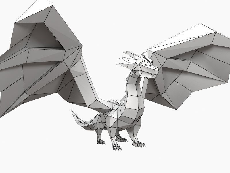 Dragon low poly origami Low-poly 3D model_1