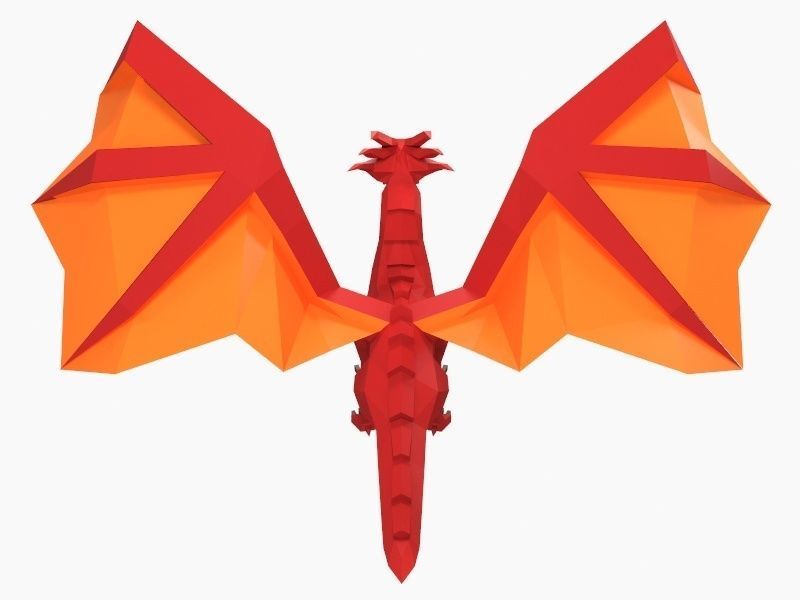 Dragon low poly origami Low-poly 3D model_4