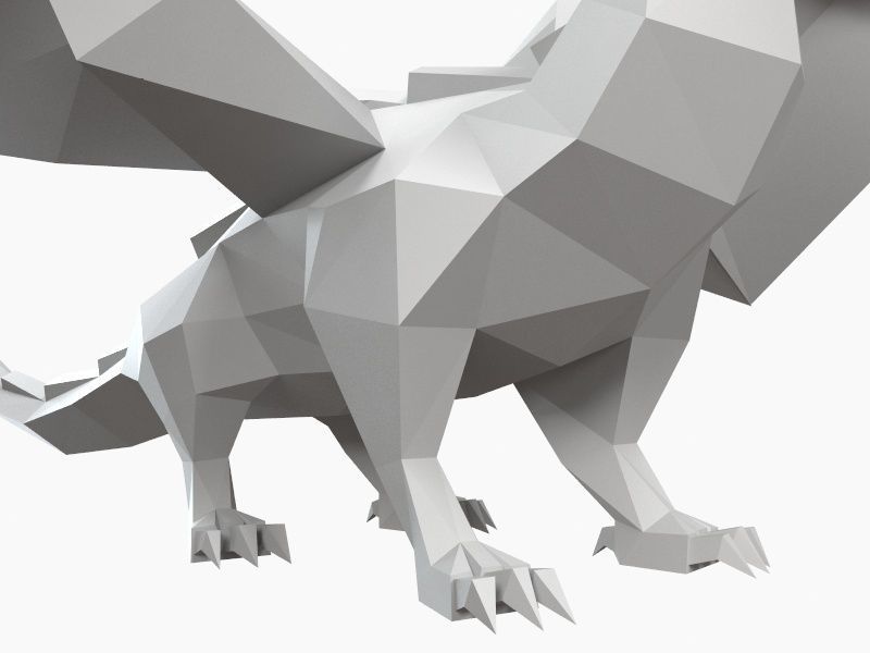 Dragon low poly origami Low-poly 3D model_8