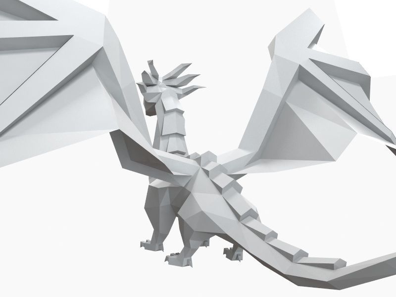 Dragon low poly origami Low-poly 3D model_10