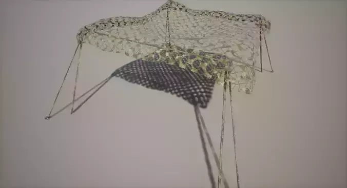 Military Net Tent Low-poly 3D model