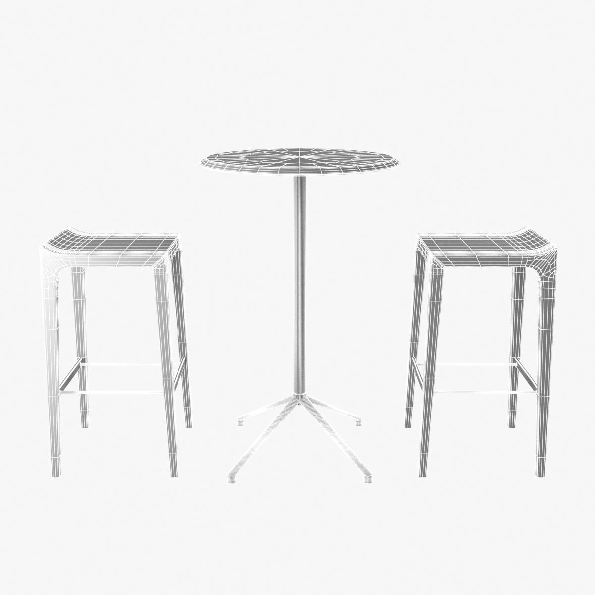 bernhardt vanish bar stool and story high table 3D model_1