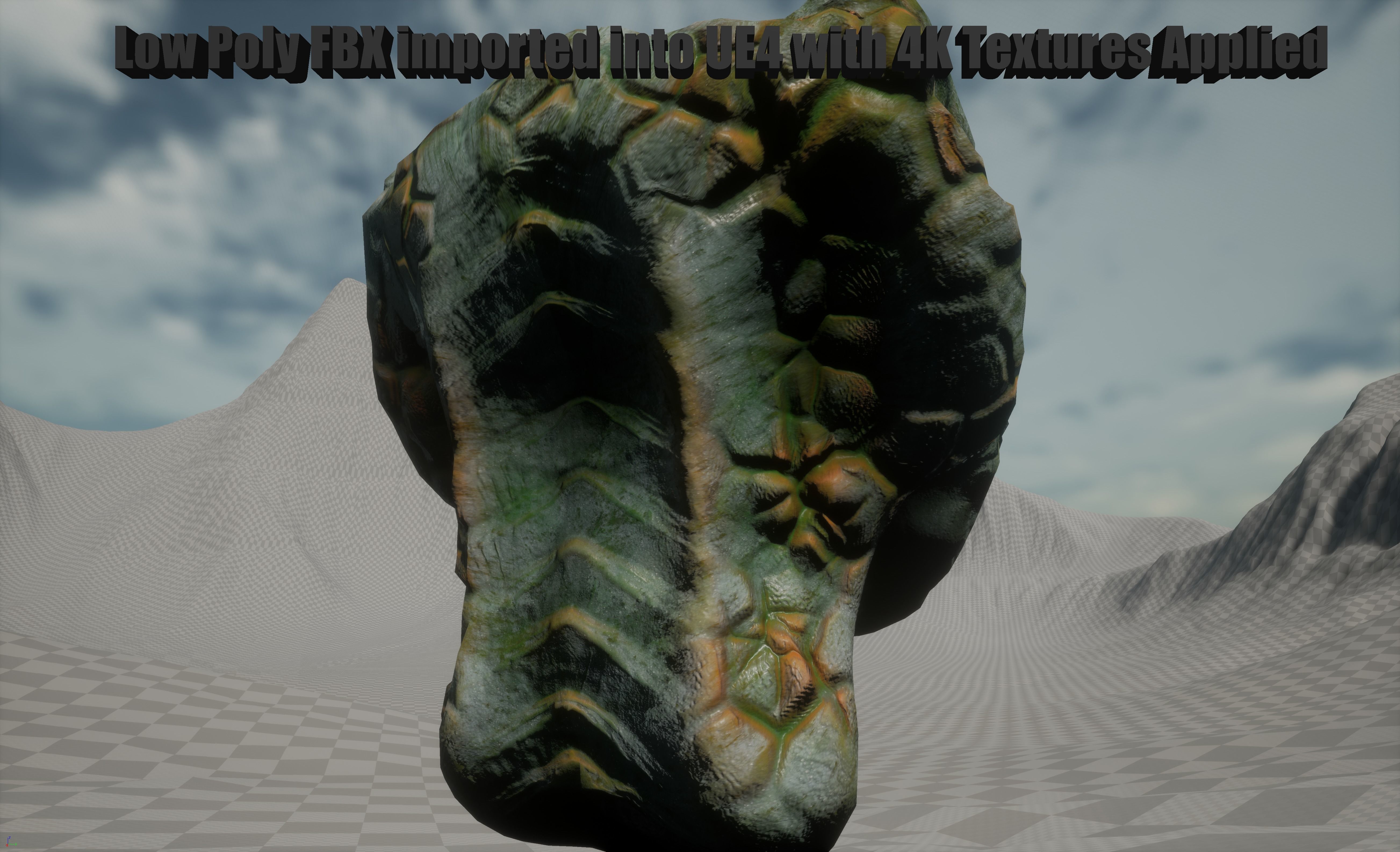 Alien Head Low - High Poly LOD Pack OBJ and FBX Low-poly 3D model_8