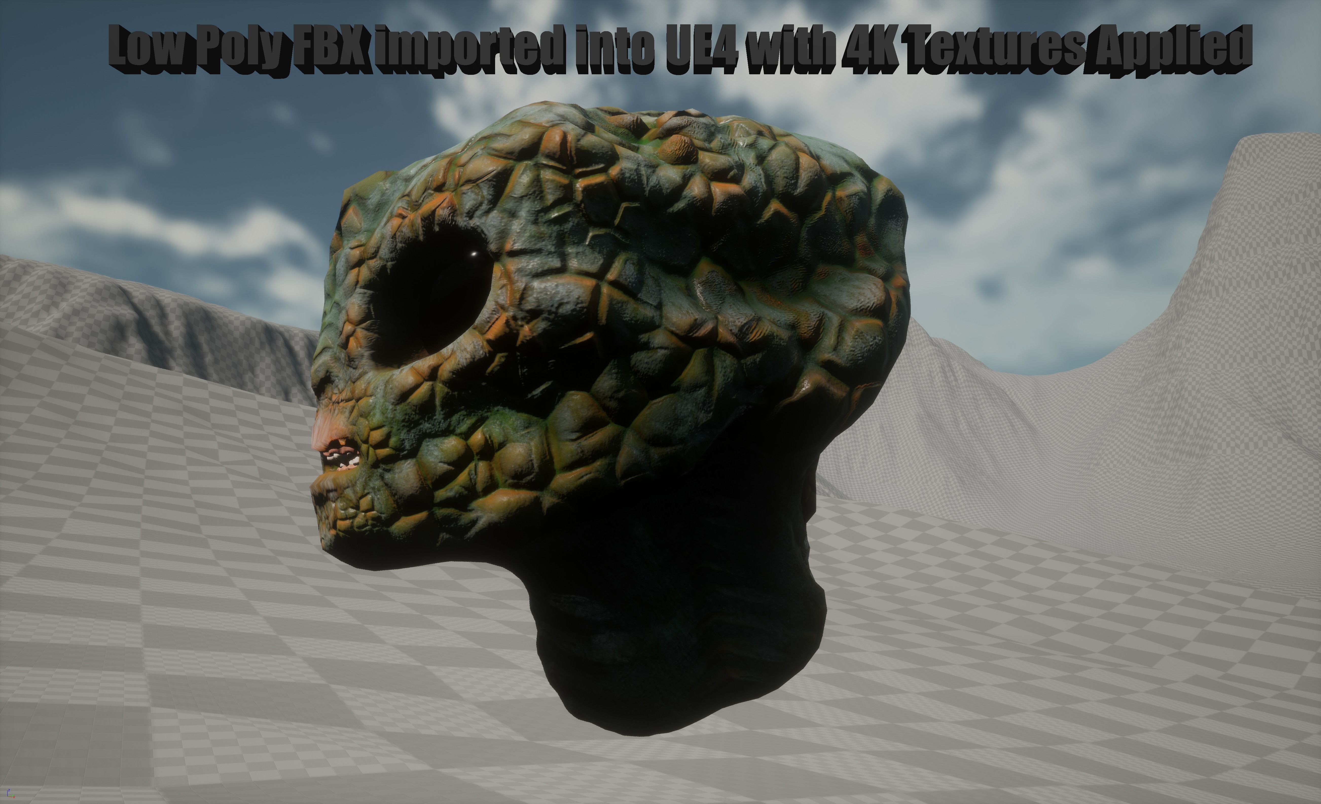 Alien Head Low - High Poly LOD Pack OBJ and FBX Low-poly 3D model_6