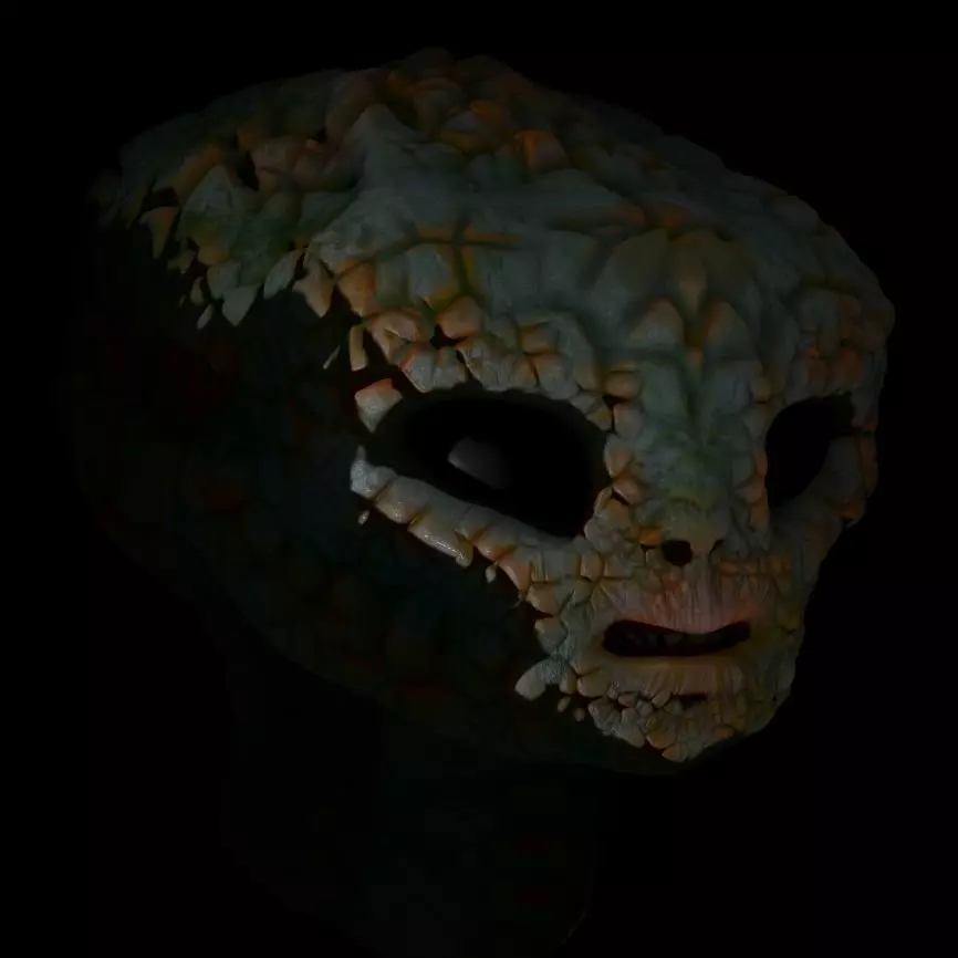 Alien Head Low - High Poly LOD Pack OBJ and FBX Low-poly 3D model_0