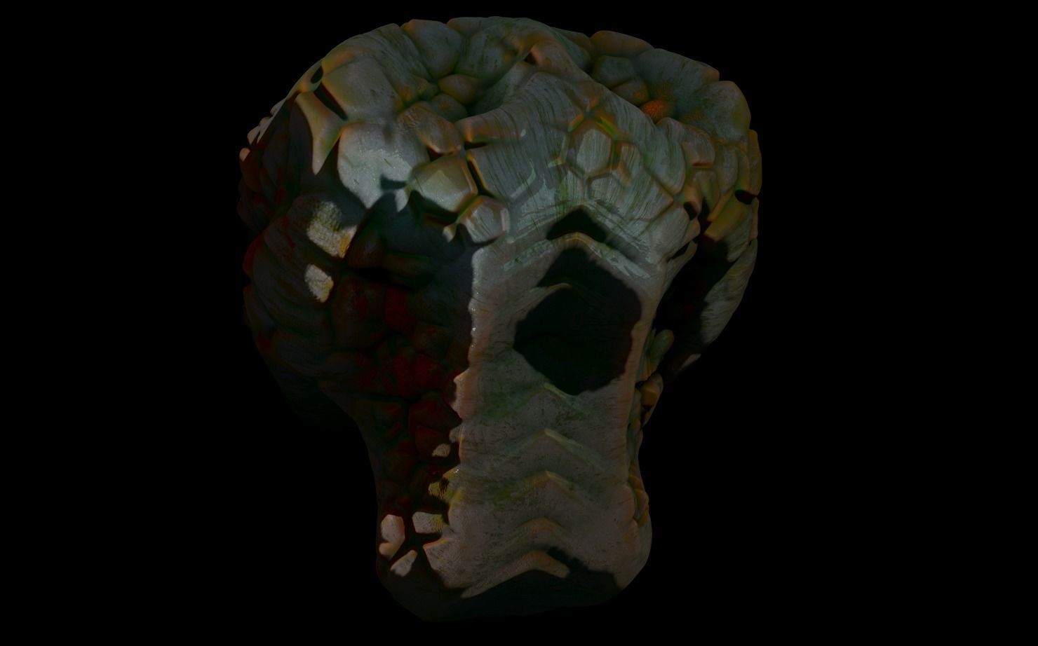 Alien Head Low - High Poly LOD Pack OBJ and FBX Low-poly 3D model_1