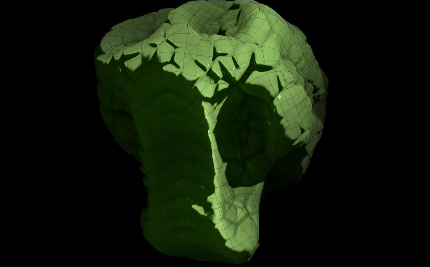 Alien Head Low - High Poly LOD Pack OBJ and FBX Low-poly 3D model_5