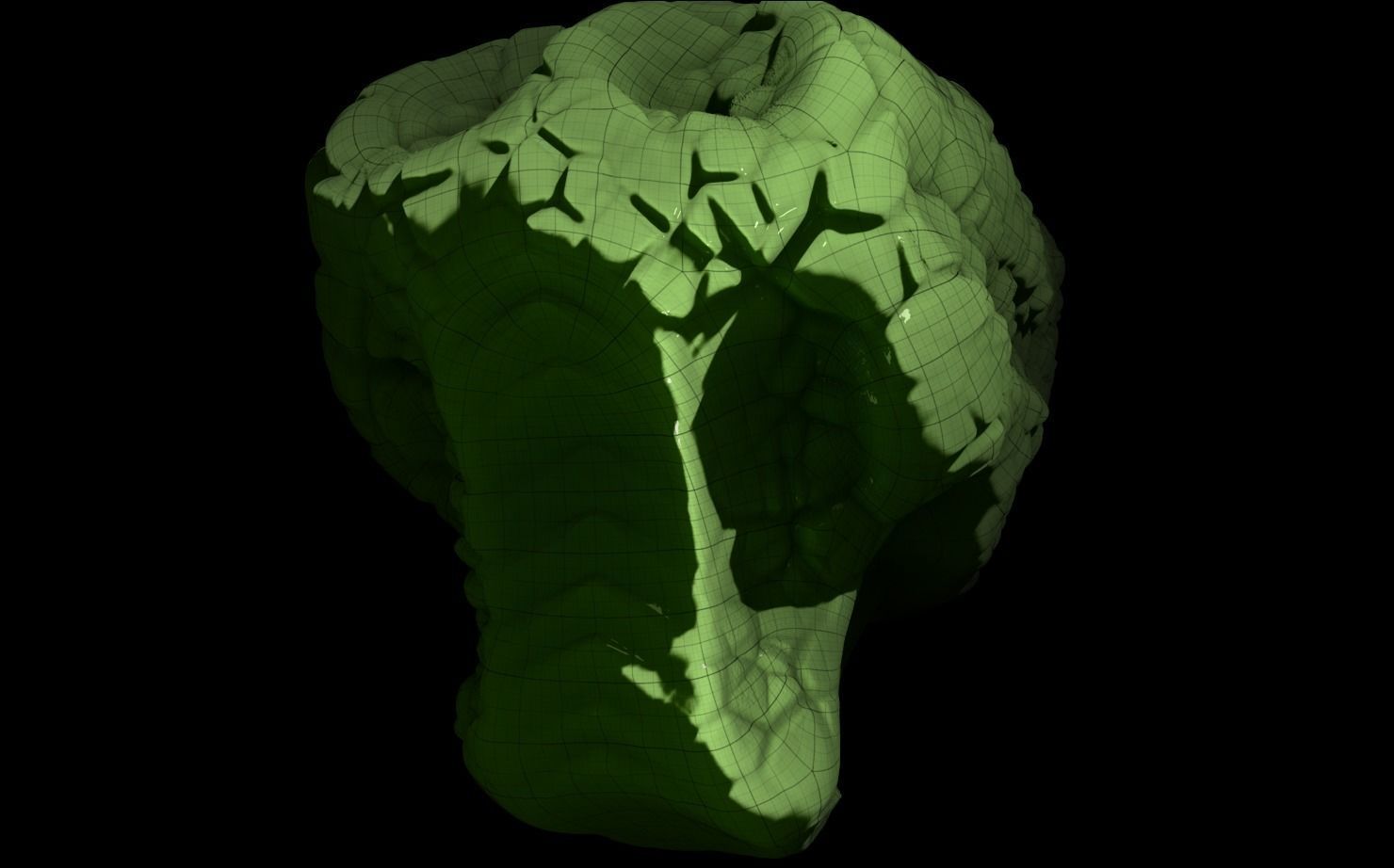 Alien Head Low - High Poly LOD Pack OBJ and FBX Low-poly 3D model_4