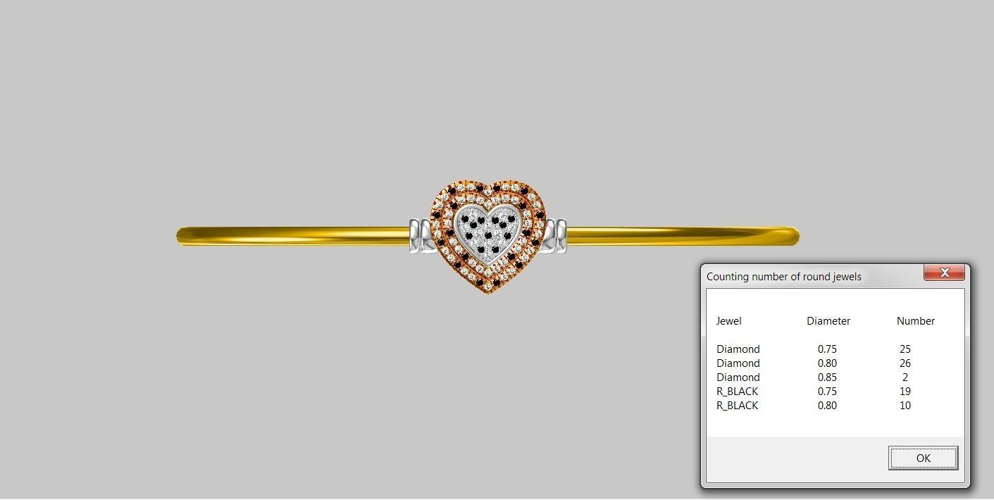 Bracelet two bracelets with hearts and diamonds 3D print model_1