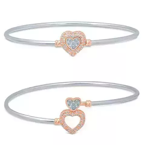 Bracelet two bracelets with hearts and diamonds