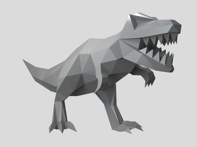 Tyrannosaurus low poly t - rex with teeth Low-poly 3D model_1