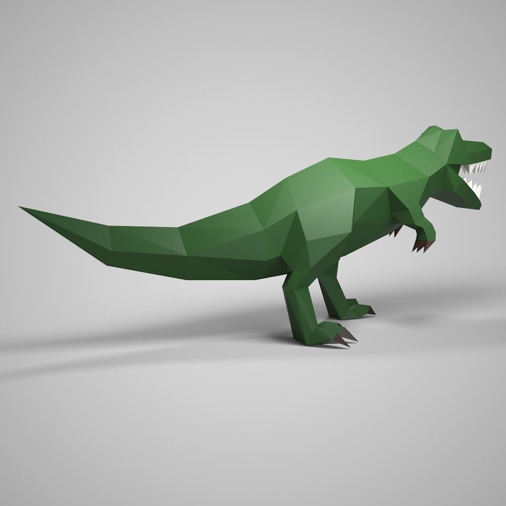 Tyrannosaurus low poly t - rex with teeth Low-poly 3D model_4