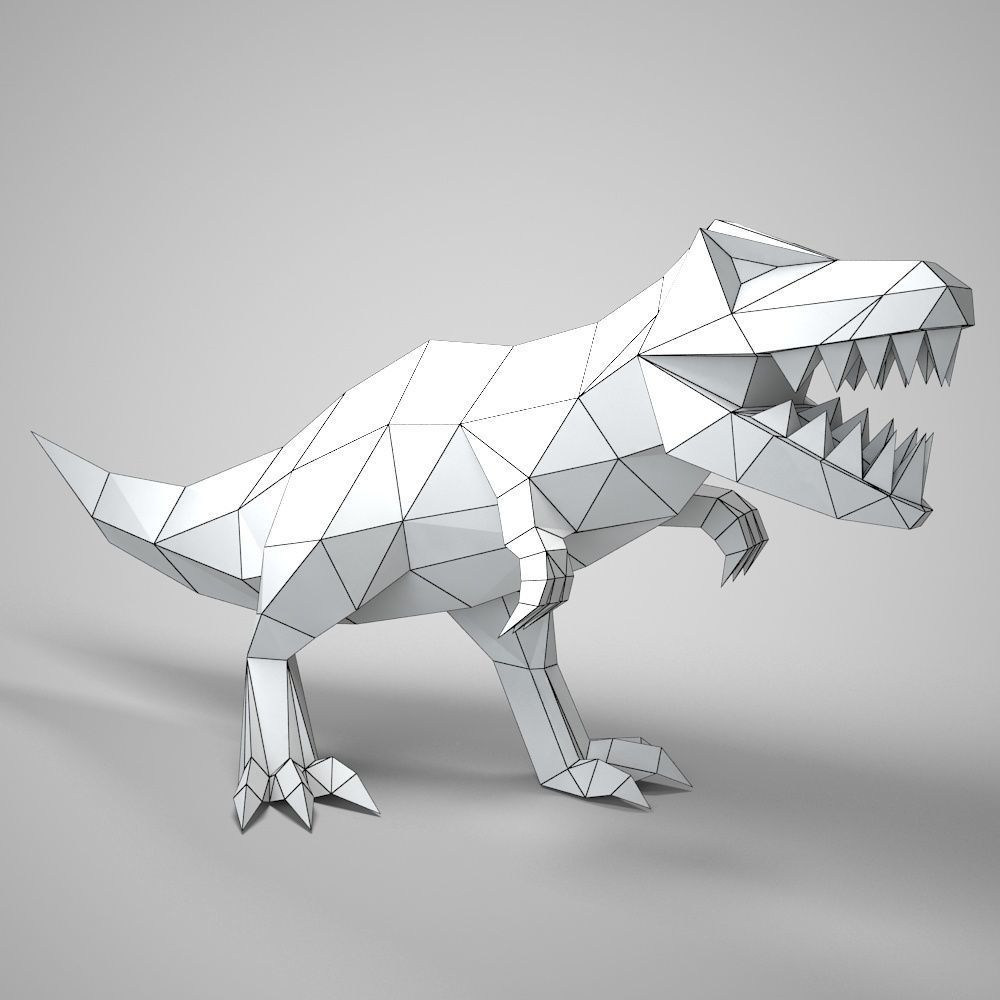 Tyrannosaurus low poly t - rex with teeth Low-poly 3D model_5