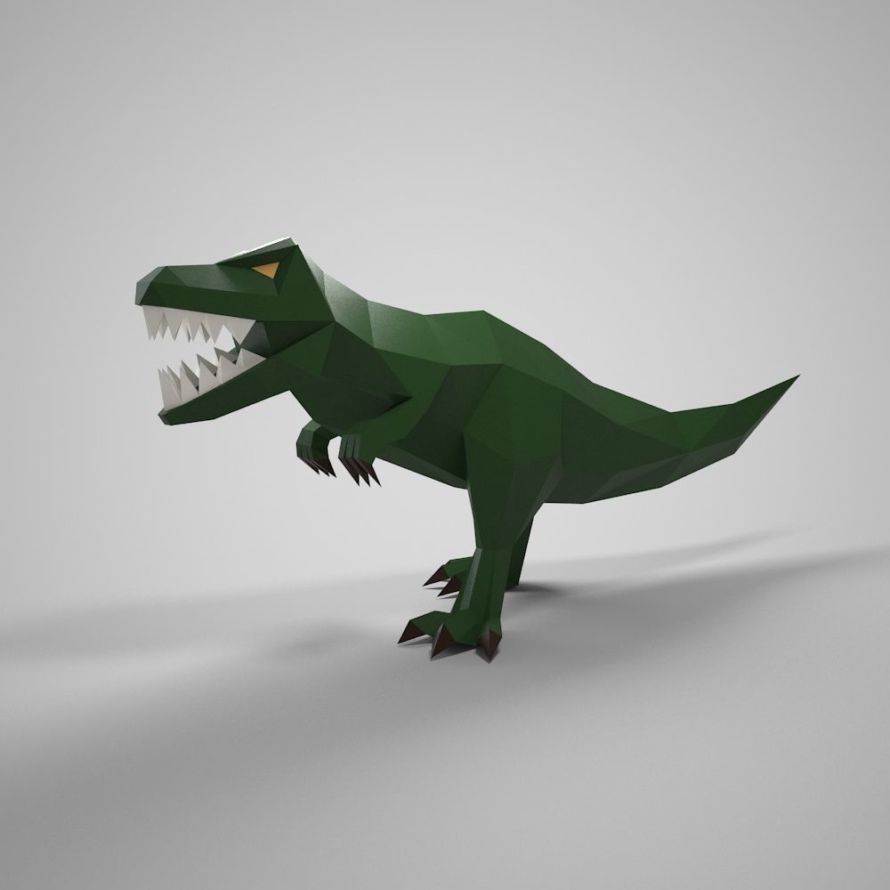 Tyrannosaurus low poly t - rex with teeth Low-poly 3D model_2