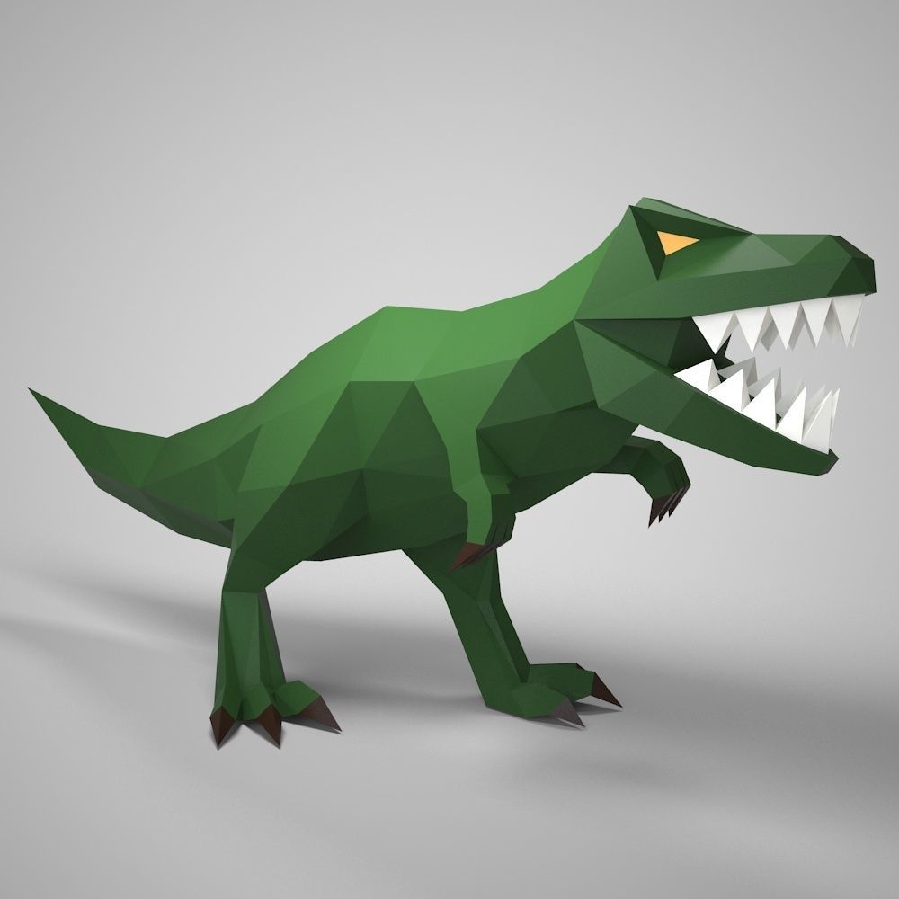 Tyrannosaurus low poly t - rex with teeth Low-poly 3D model_3