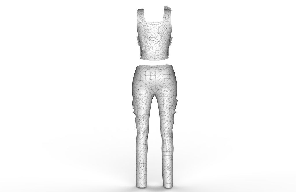 Women military clothing camouflage Low-poly 3D model_16