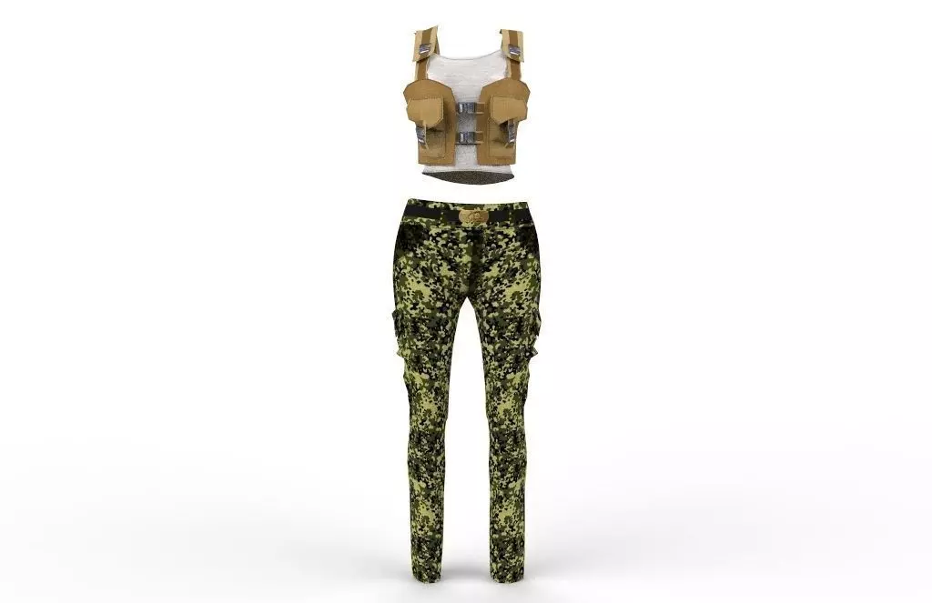 Women military clothing camouflage Low-poly 3D model_0
