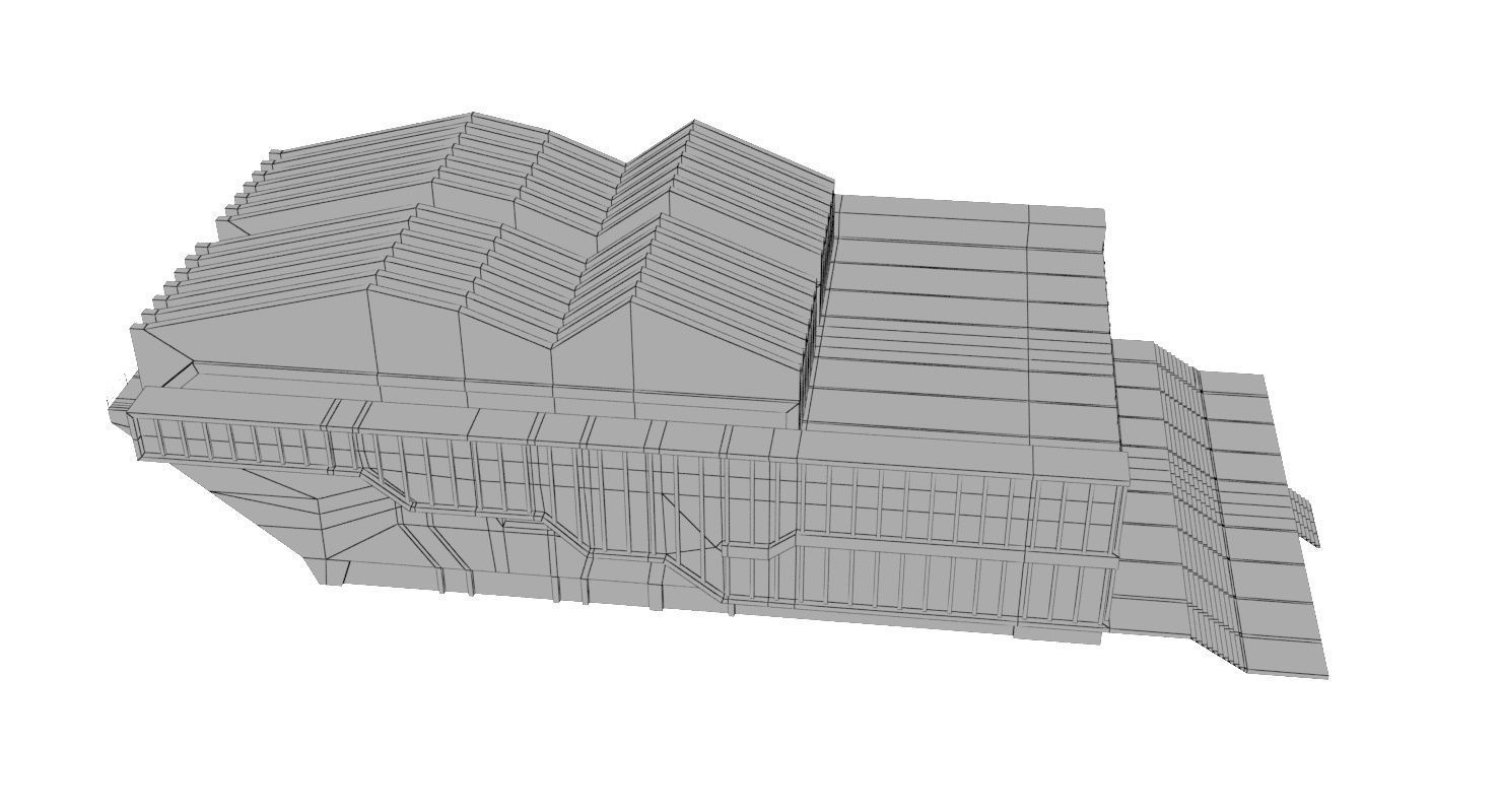 Soviet Building Angular Low-poly 3D model_9