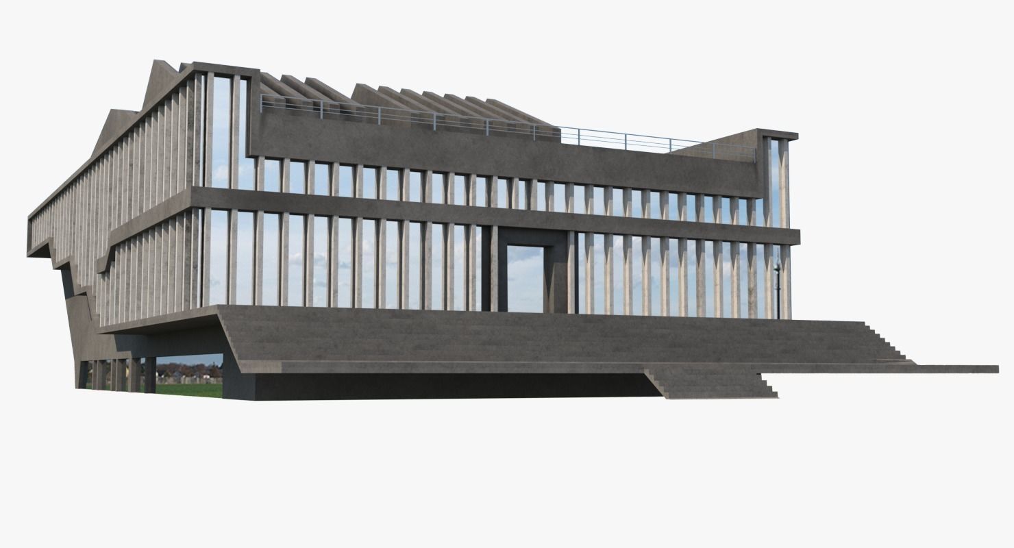 Soviet Building Angular Low-poly 3D model_3