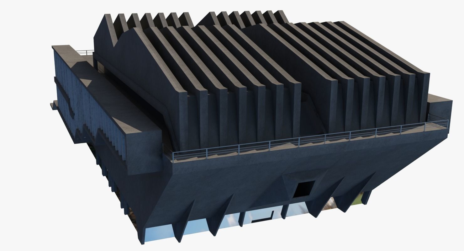 Soviet Building Angular Low-poly 3D model_5