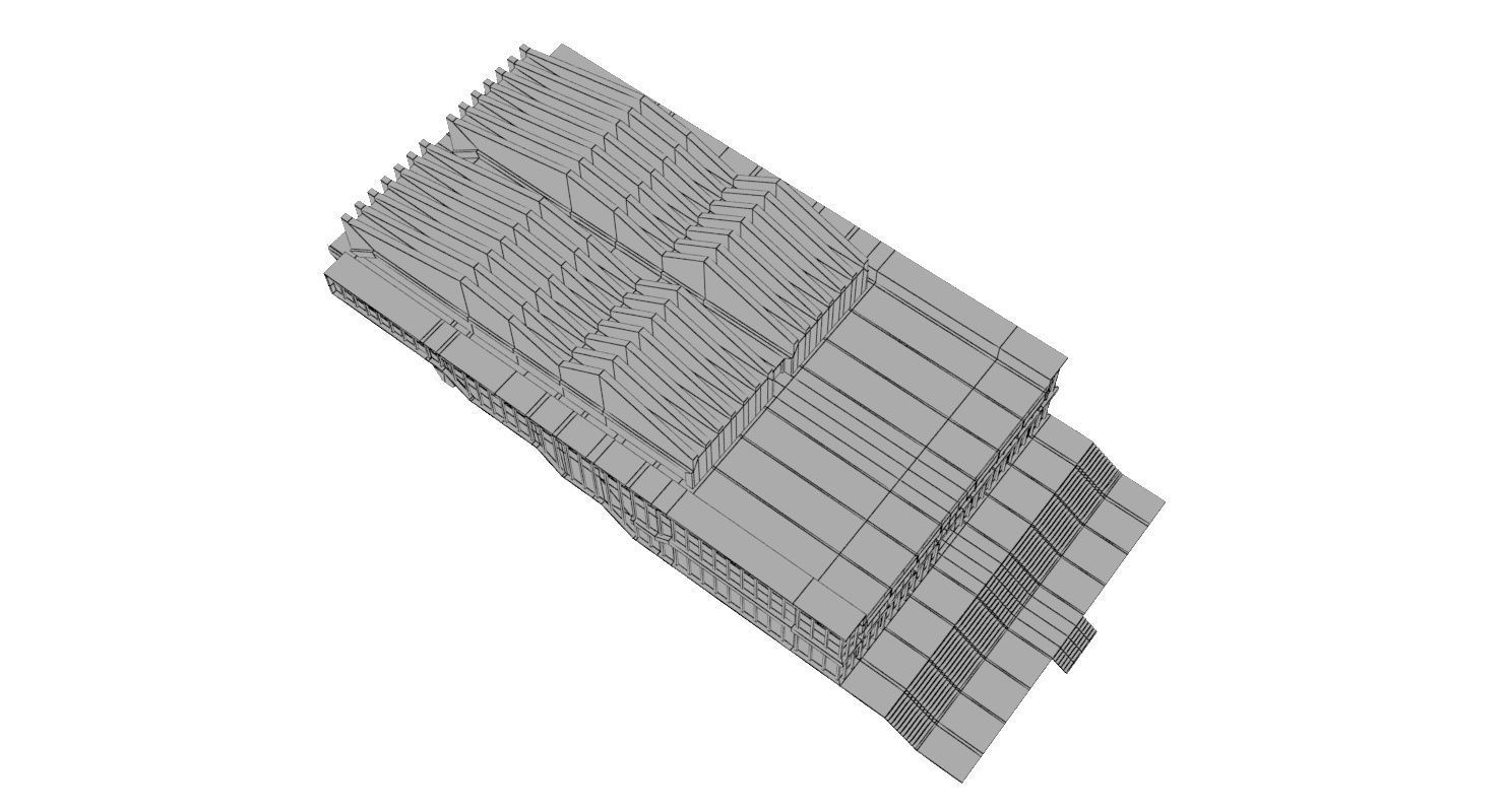 Soviet Building Angular Low-poly 3D model_11