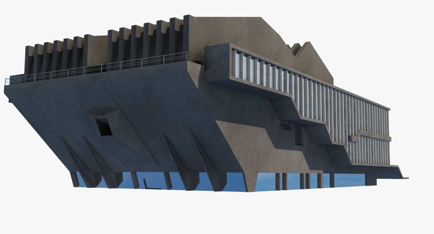 Soviet Building Angular Low-poly 3D model_8