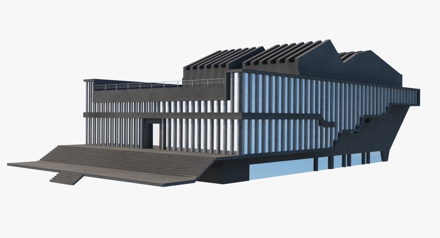 Soviet Building Angular Low-poly 3D model_2