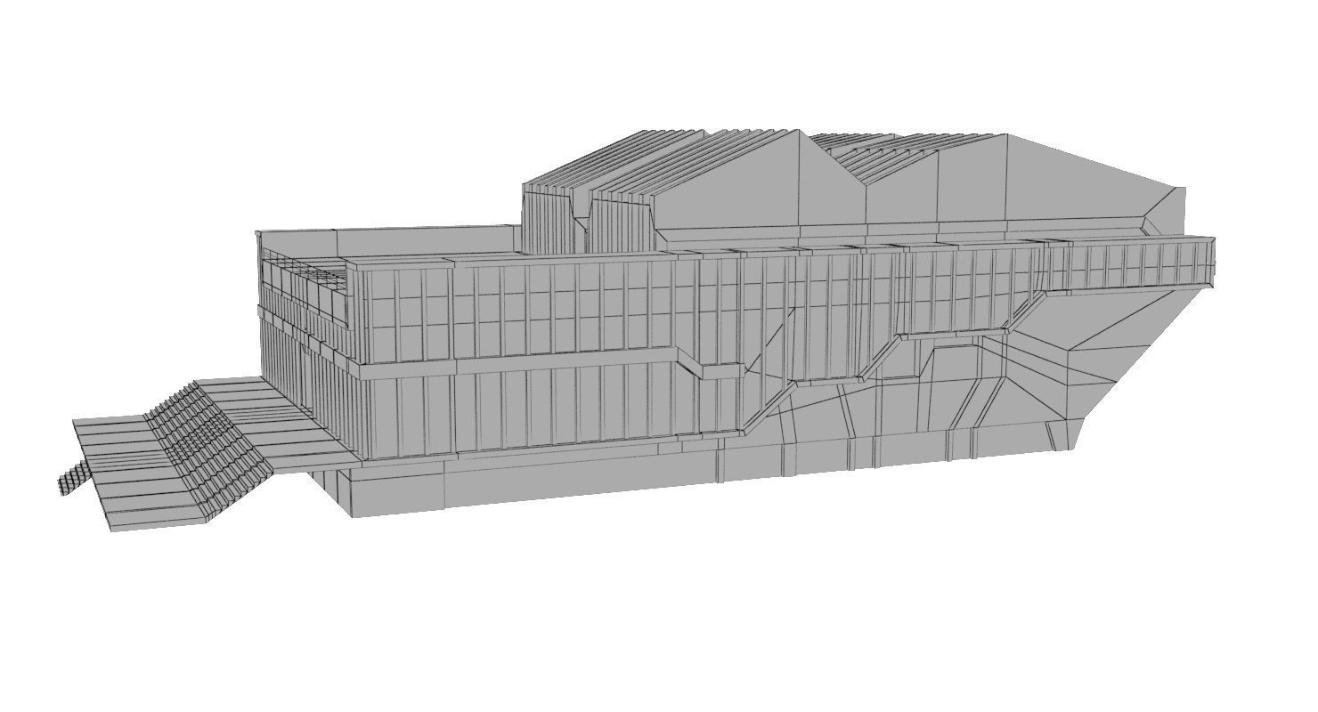 Soviet Building Angular Low-poly 3D model_10