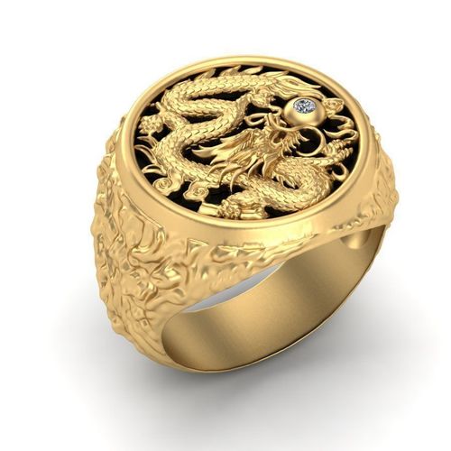 Mens ring with a dragon 3D print model