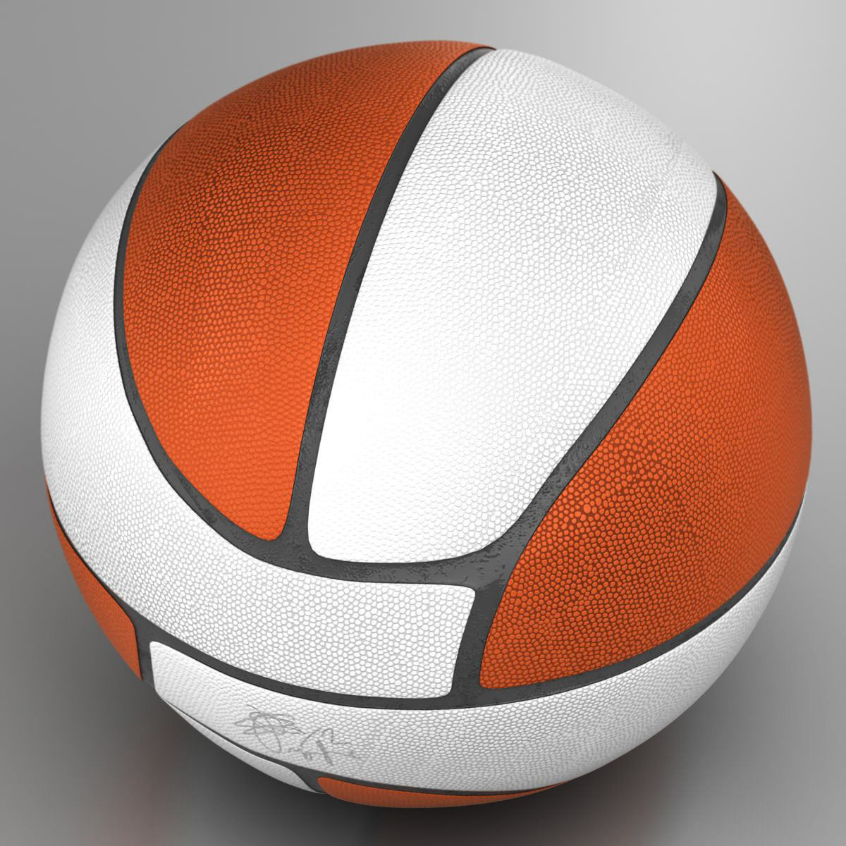 Basketball ball Euro white Low-poly 3D model_3