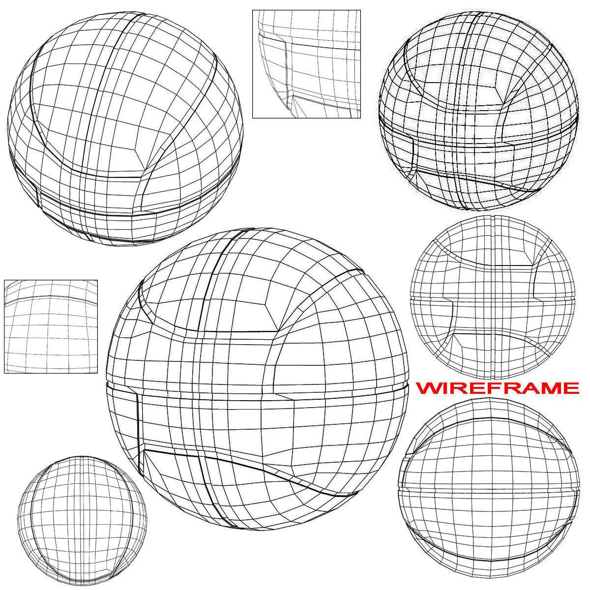 Basketball ball Euro white Low-poly 3D model_5