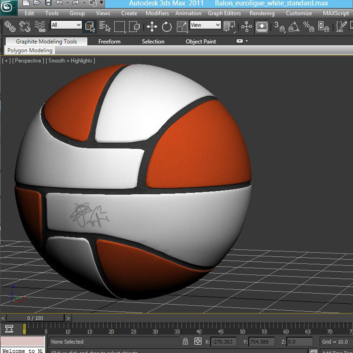 Basketball ball Euro white Low-poly 3D model_11