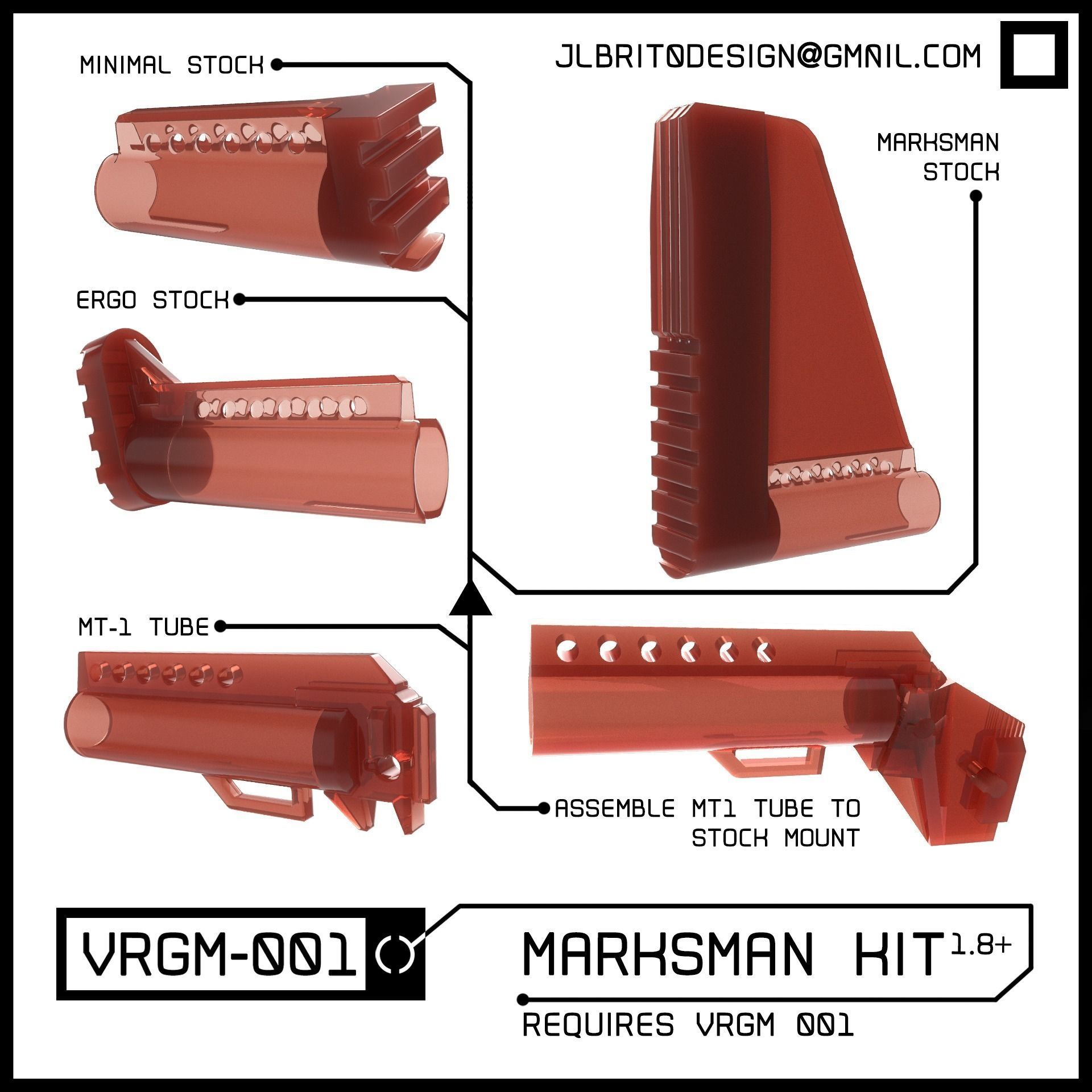 VRGM 001 Marksman Kit for Oculus Vive Odyssey WMR 3D print model_2