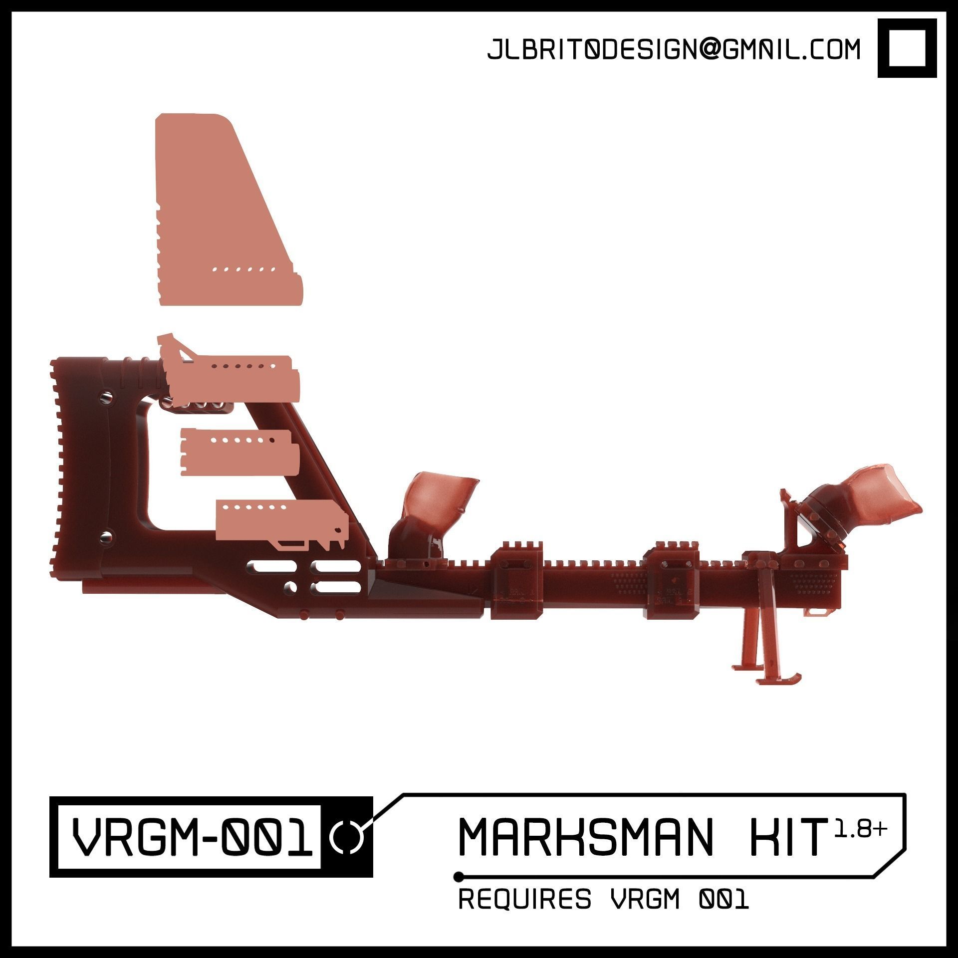 VRGM 001 Marksman Kit for Oculus Vive Odyssey WMR 3D print model_3