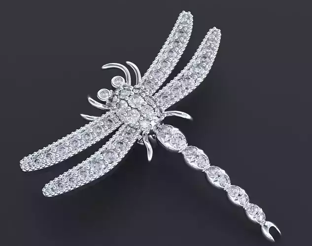 Pendant in the form of a dragonfly with diamonds 340