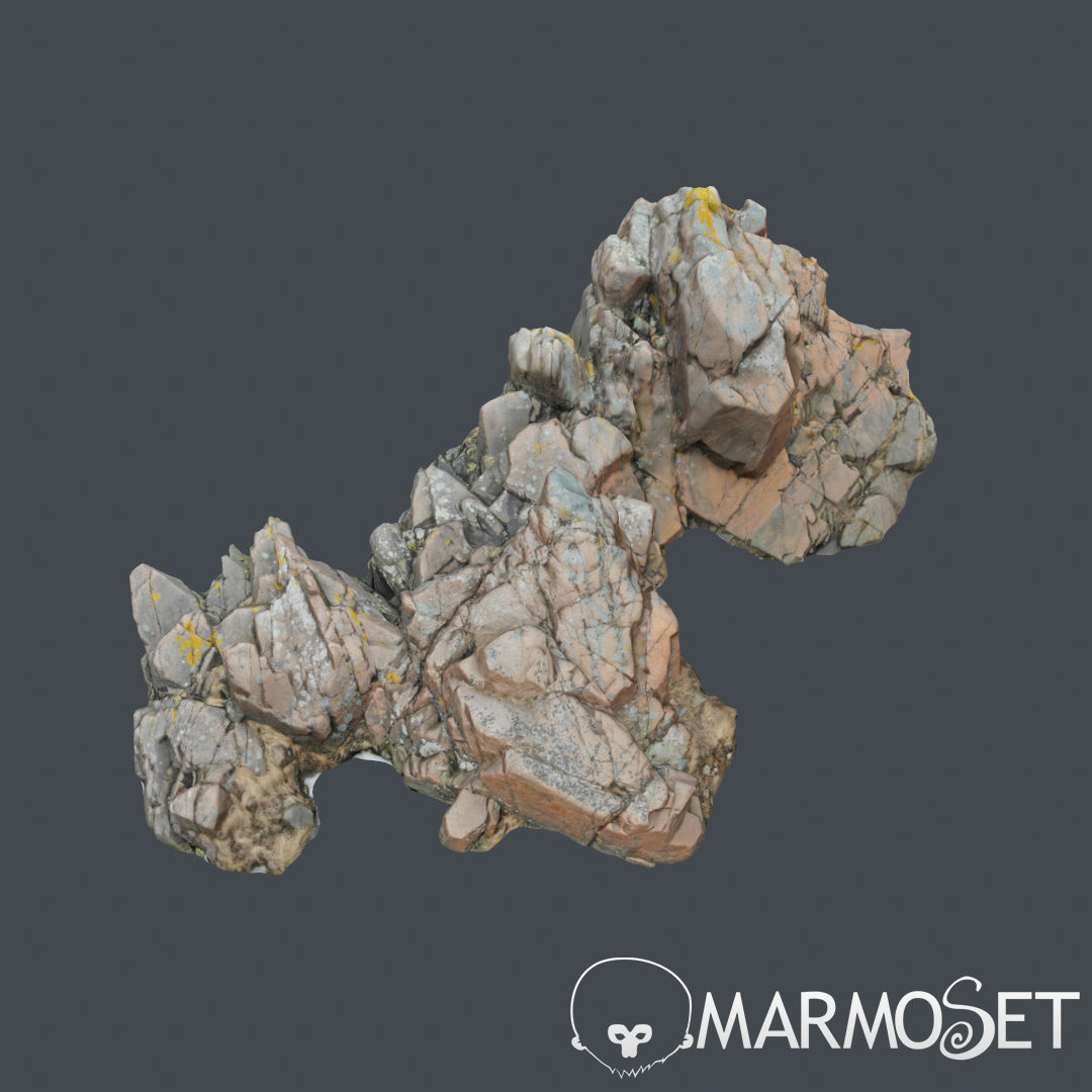 3d scanned rock cliff A2 3D model_4