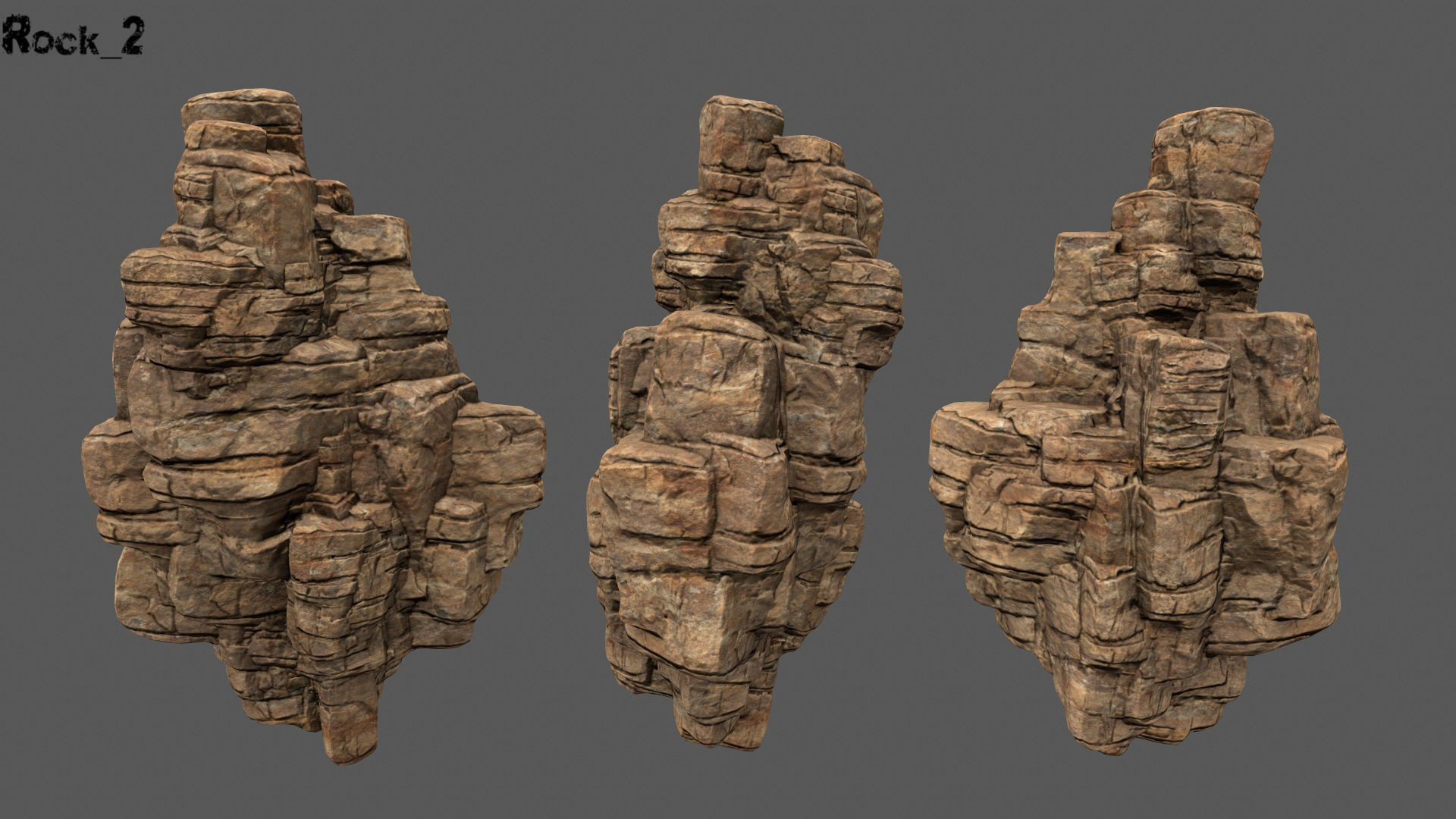 desert rocks 2  Low-poly 3D model_2