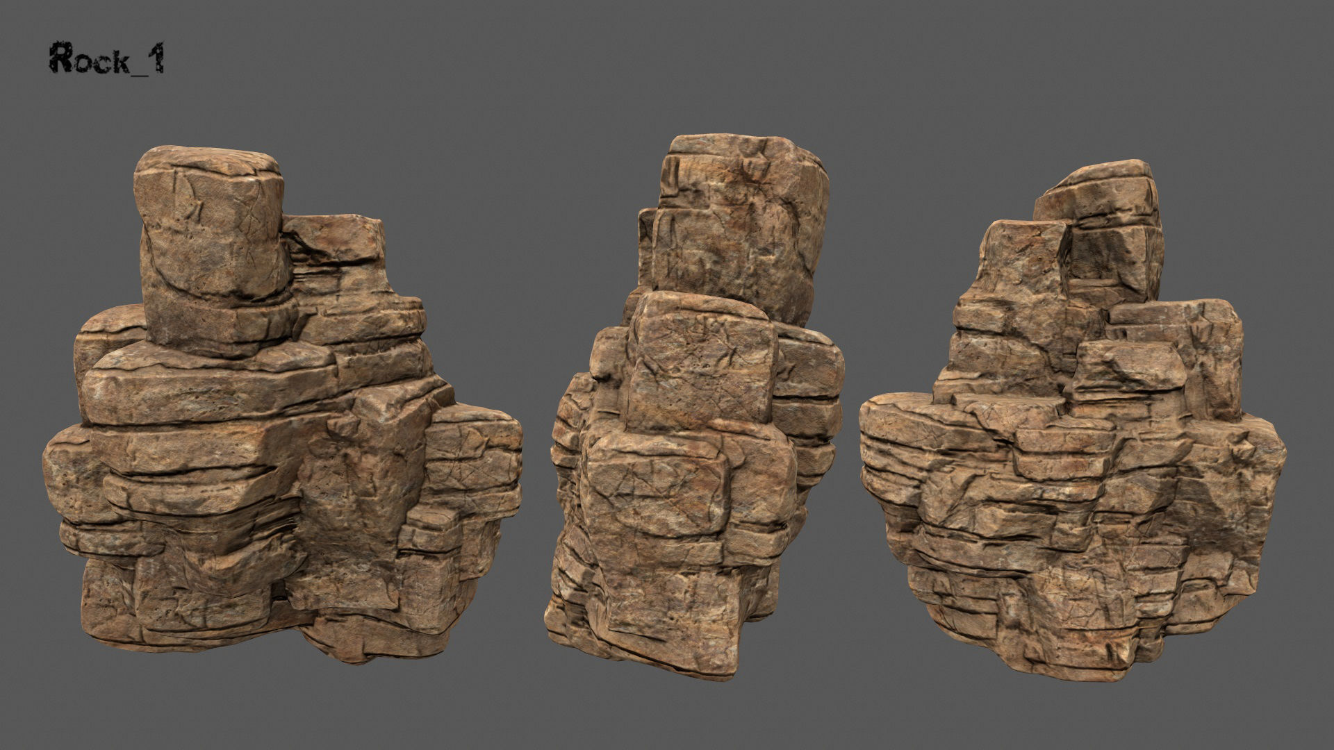 desert rocks 2  Low-poly 3D model_1