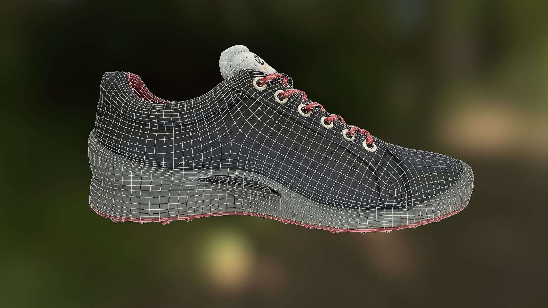 Shoe low poly 3D model pair of shoes with laces Low-poly 3D model_10