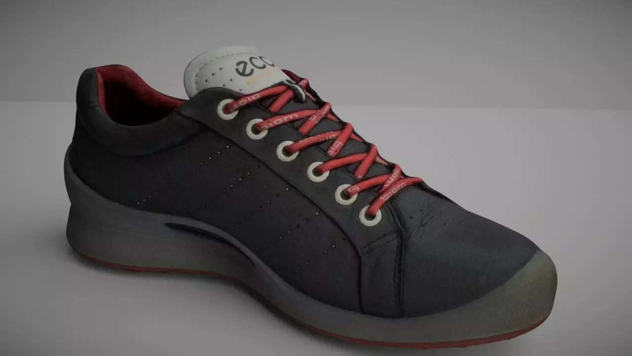 Shoe low poly 3D model pair of shoes with laces Low-poly 3D model_0