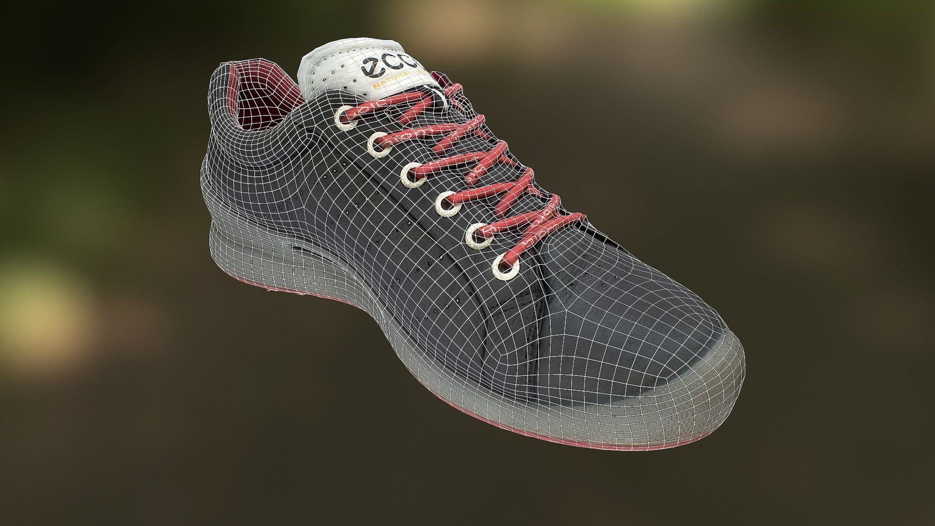 Shoe low poly 3D model pair of shoes with laces Low-poly 3D model_6